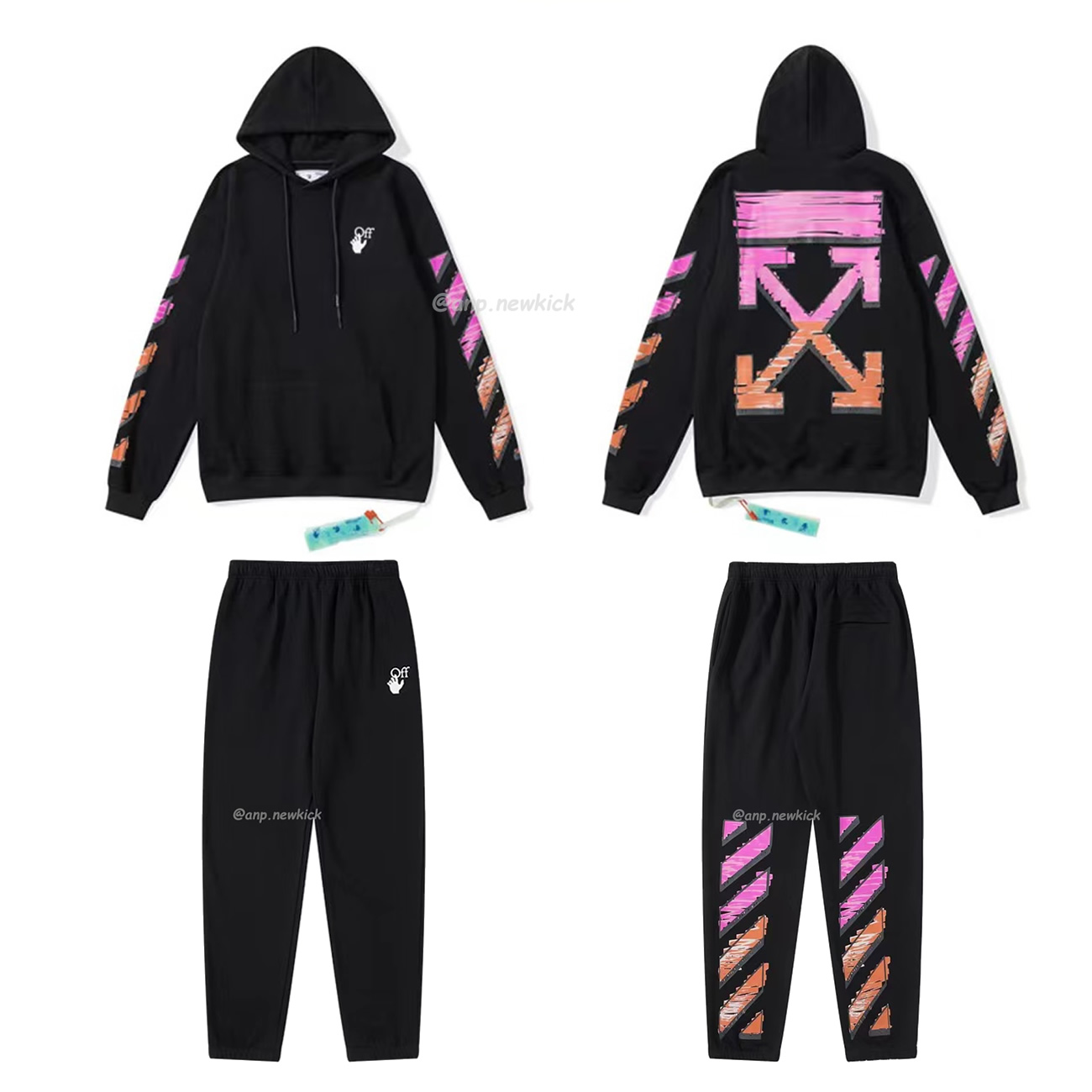 Off White Marker Hoodie Black Fuchsia Red Beige (1) - newkick.app